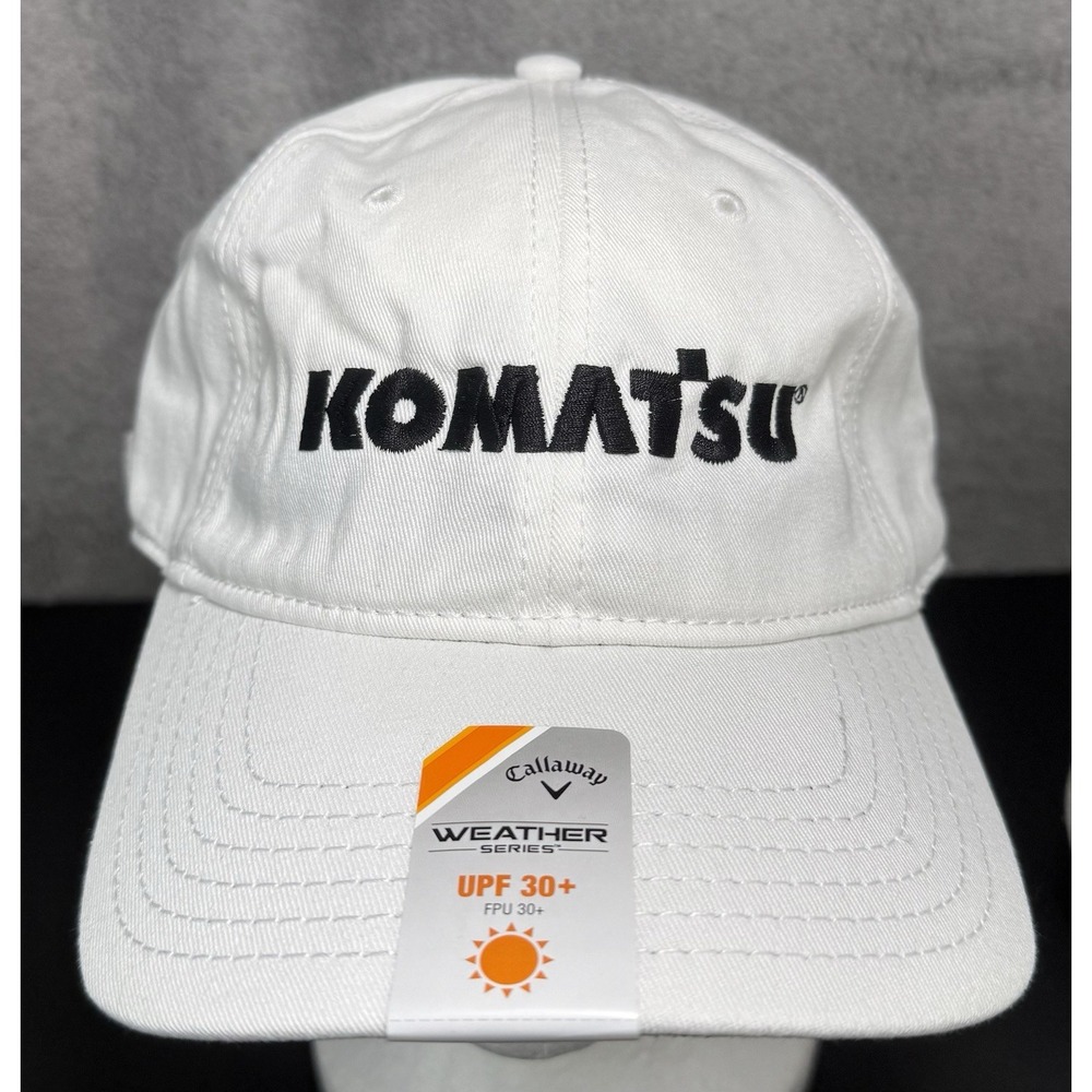 Callaway Komatsu‎ Hat Cap StrapBack White Black Golf Unstructured UPF 30+ NWT